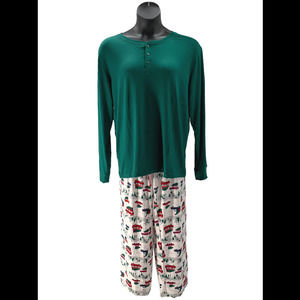 MUK LUKS Men's Butter Knit Comfy Together Pajama Set Sage Vacation